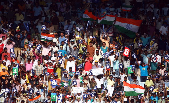 Cricket fans at India vs. Aus test match